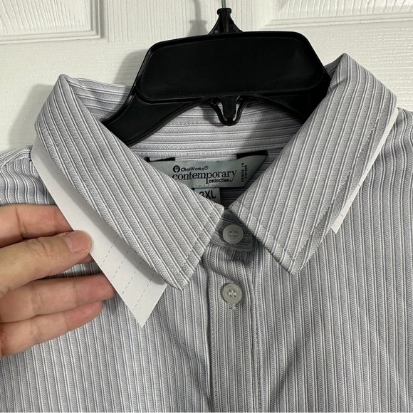 NEW Chef Works Contemporary Collection 3XL men's button front shirt, stripe - Picture 4 of 9